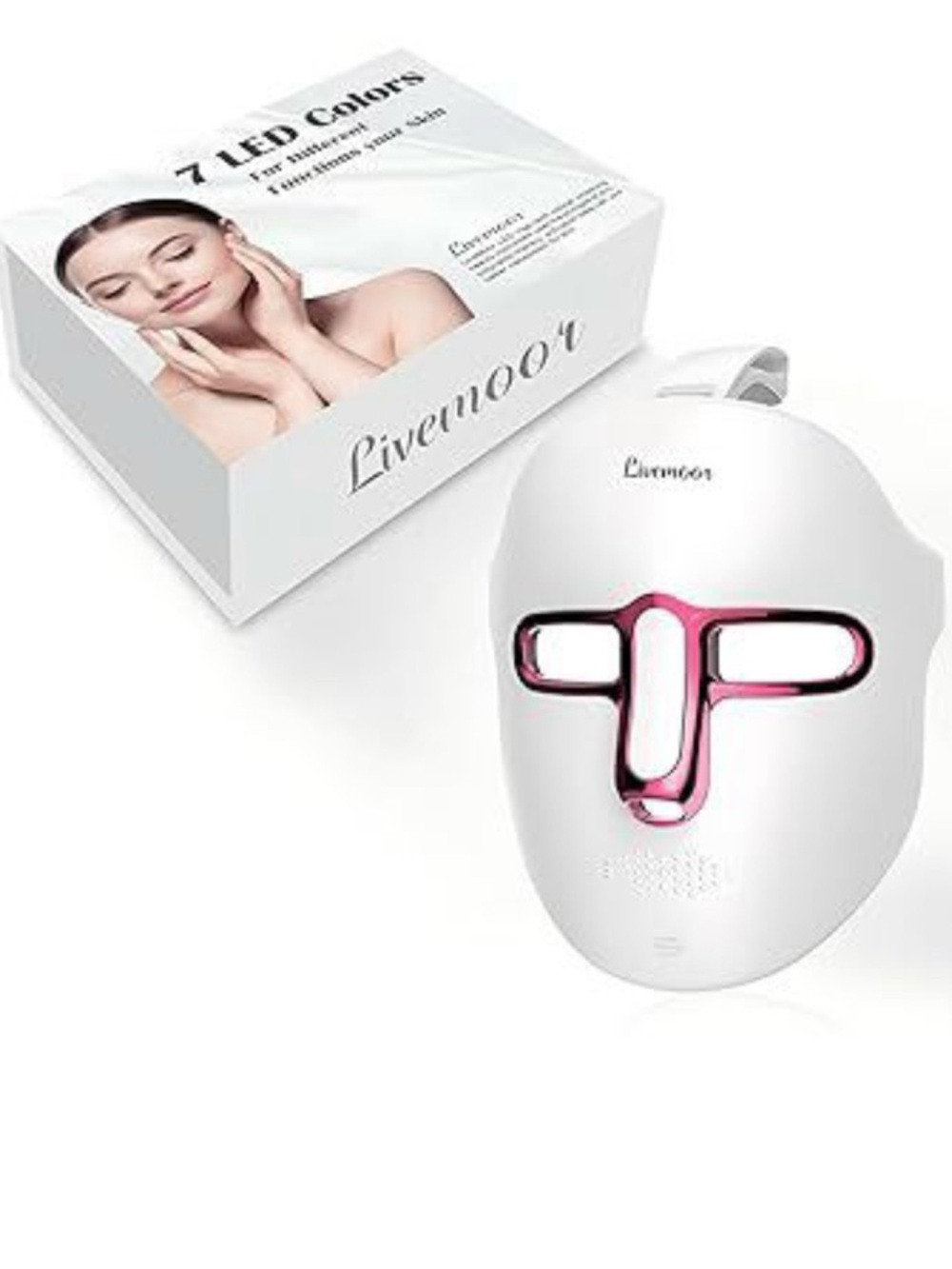 White LED Facial Mask with Pink Accents